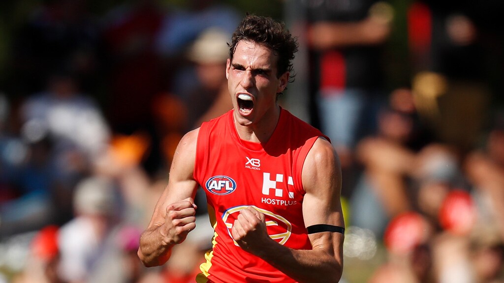 Ben-King-celebrates.jpg No.6 draft pick Ben King should have Suns fans excited for the future - AFL,Season reviews,Gold Coast Suns
